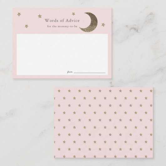 Gold Stars & Moon Pink Baby shower Advies Kaarten (Voorkant / Achterkant)