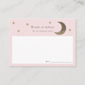 Gold Stars & Moon Pink Baby shower Advies Kaarten (Voorkant)