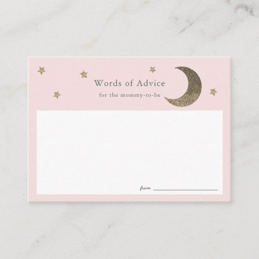 Gold Stars & Moon Pink Baby shower Advies Kaarten (Voorkant)