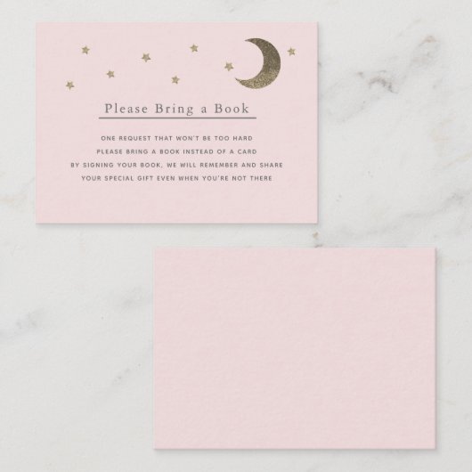 Gold Stars & Moon Pink Breng alsjeblieft een boek  Informatiekaartje (Voorkant / Achterkant)