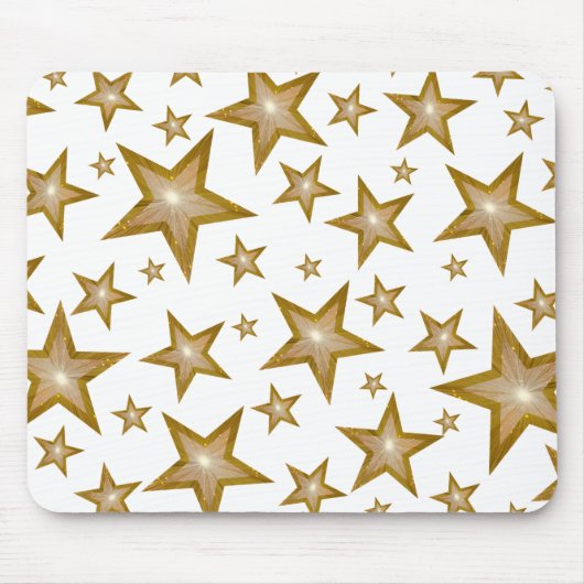 Gold Stars mousepad white Muismat (Voorkant)
