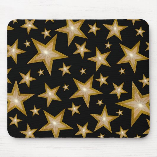 Gold Stars mousepad zwart Muismat (Voorkant)