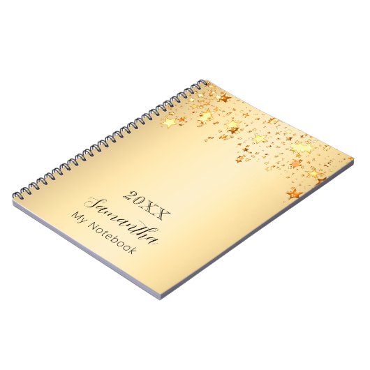 Gold stars naam script notitieboek (Linkerzijde)