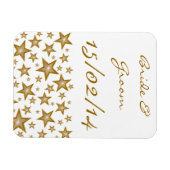 "Gold" Stars "Names Date" flexibele magneet wit (Horizontaal)