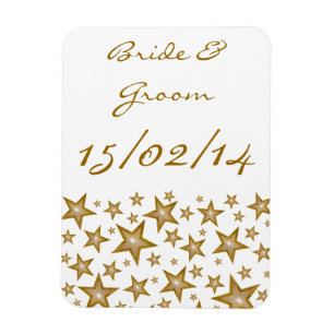 "Gold" Stars "Names Date" flexibele magneet wit