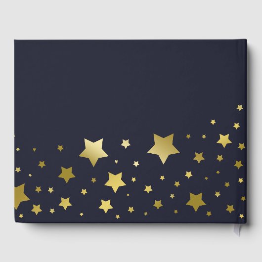 Gold Stars & Navy blauw Afstuderen Gastenboek (Achterkant)