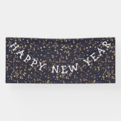 Gold Stars Navy Blue Gelukkig Nieuwjaar Spandoek (Horizontaal)