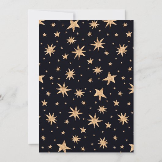 Gold Stars Navy Blue Trendy Starry Baby shower Kaart (Achterkant)