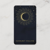 Gold Stars Night Celestial Sunburst Moon QR Visitekaartje (Voorkant)