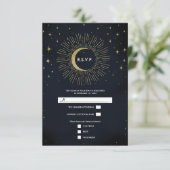 Gold Stars Night Celestial Sunburst Moon RSVP (Staand voorkant)
