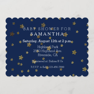 Gold Stars Night Sky Baby shower Kaart