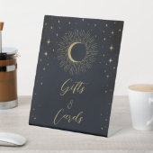 Gold Stars Night Sunburst Moon Gifts & Kaarten Sig Reclamebord Met Voetstuk (Insitu)