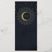 Gold Stars Night Sunburst Moon Wedding Menu (Achterkant)