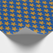 Gold Stars op blauw cadeaupapier (Hoek)