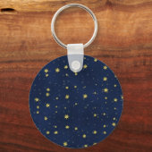 Gold Stars op donkerblauwe veldeigreeks Sleutelhanger (Voorkant)