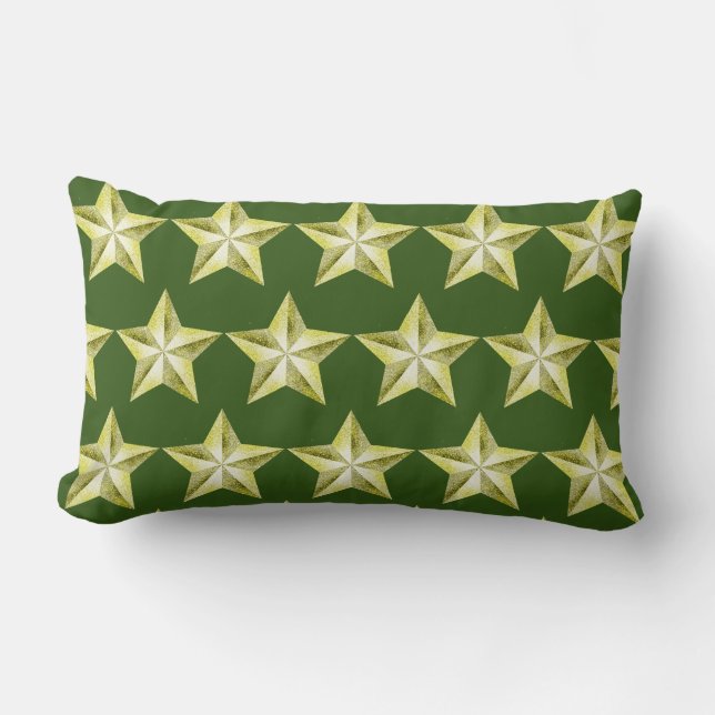 Gold Stars op Green Lumbar Pillow Kussen (Voorkant)