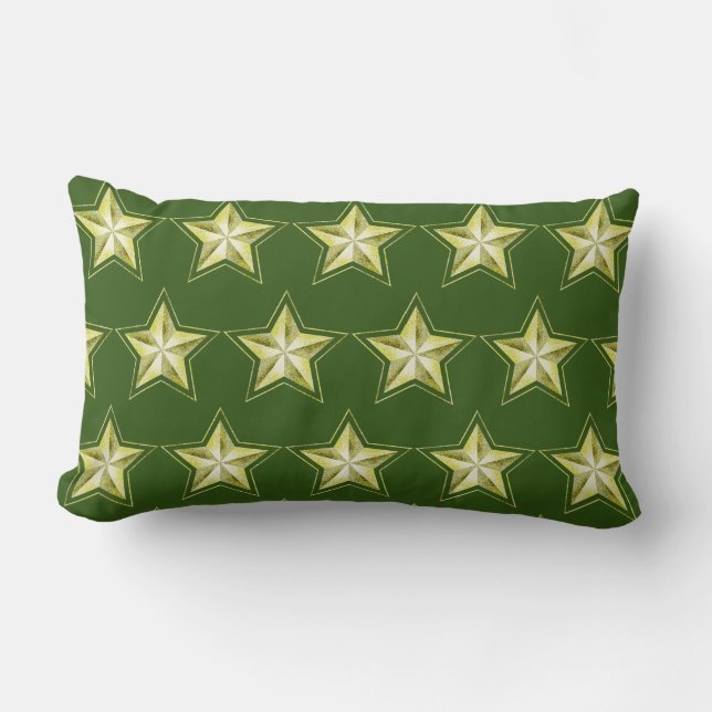 Gold Stars op Green Lumbar Pillow Kussen (Voorkant)