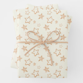 Gold Stars op Ivory Inpakpapier Vel