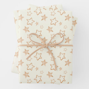 Gold Stars op Ivory Inpakpapier Vel