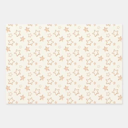 Gold Stars op Ivory Inpakpapier Vel (Voorkant)