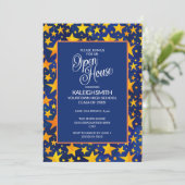Gold Stars op Navy Blue Open House Afstudeerder Pa Kaart (Staand voorkant)
