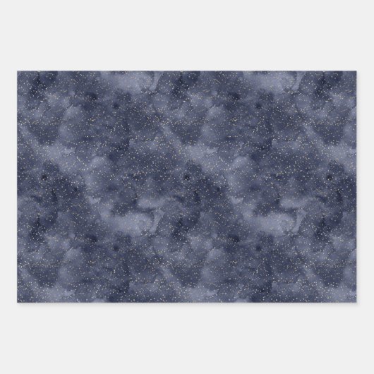 Gold Stars op papierblad met marineslot Night Sky Inpakpapier Vel (Voorkant 2)