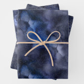 Gold Stars op papierblad met marineslot Night Sky Inpakpapier Vel (In situ)