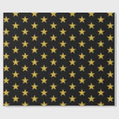 Gold Stars op zwart Cadeaupapier (Vlak)
