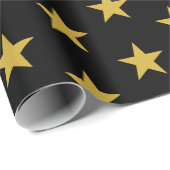 Gold Stars op zwart Cadeaupapier (Rol Hoek)
