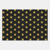 Gold Stars op zwart Inpakpapier Vel (Voorkant)