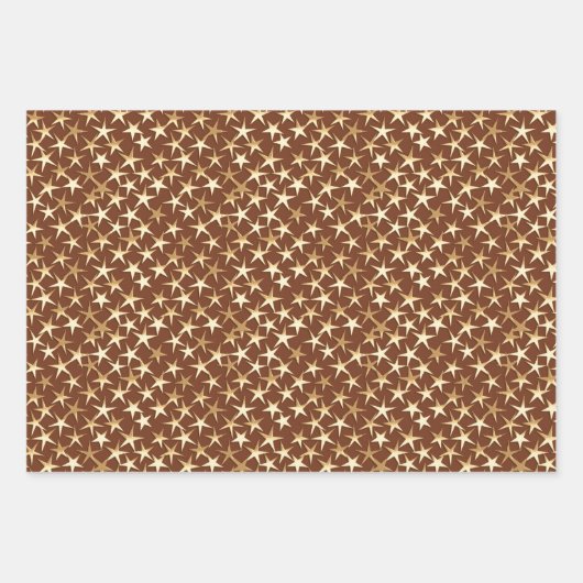 Gold Stars op zwart, warm roze en chocolade bruin Inpakpapier Vel (Voorkant 3)
