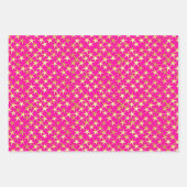 Gold Stars op zwart, warm roze en chocolade bruin Inpakpapier Vel (Voorkant 2)