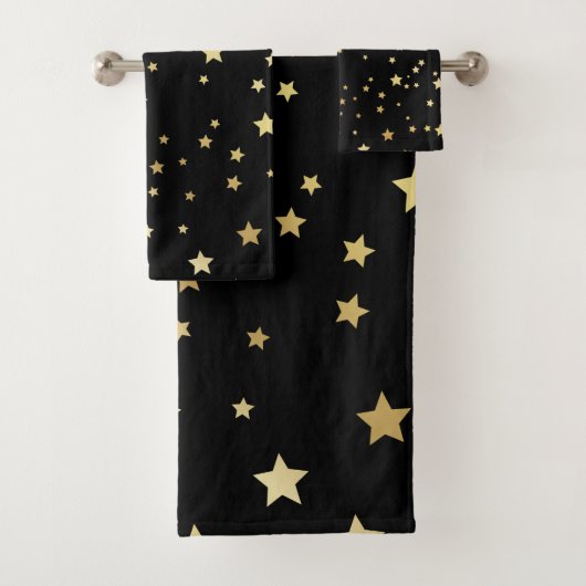 Gold Stars op zwarte achtergrond Bad Handdoek (Insitu)