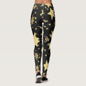 Gold Stars op zwarte achtergrond Leggings (Achterkant)
