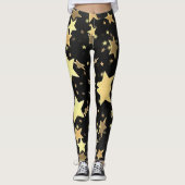 Gold Stars op zwarte achtergrond Leggings (Voorkant)