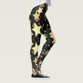 Gold Stars op zwarte achtergrond Leggings (Rechts)