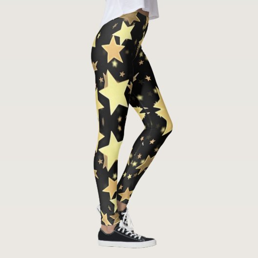 Gold Stars op zwarte achtergrond Leggings (Rechts)