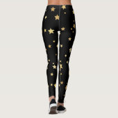 Gold Stars op zwarte achtergrond Leggings (Achterkant)
