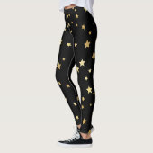 Gold Stars op zwarte achtergrond Leggings (Links)