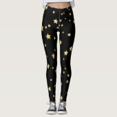 Gold Stars op zwarte achtergrond Leggings (Voorkant)