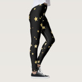 Gold Stars op zwarte achtergrond Leggings (Rechts)