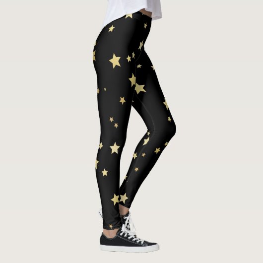 Gold Stars op zwarte achtergrond Leggings (Rechts)