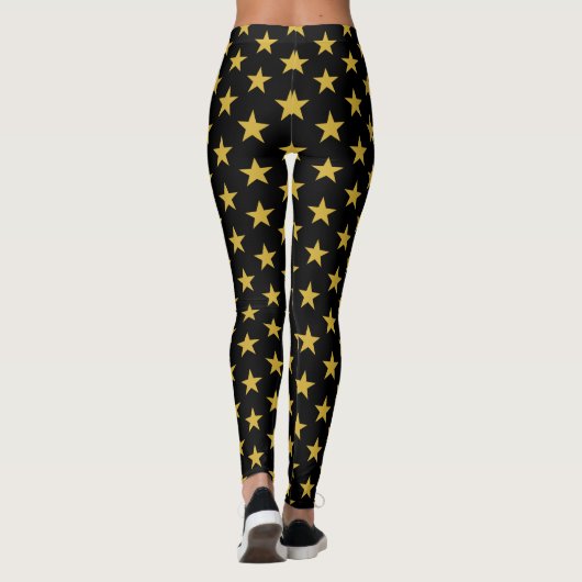 Gold Stars op zwarte Leggings (Achterkant)