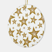 Gold Stars ornament round white (Links)