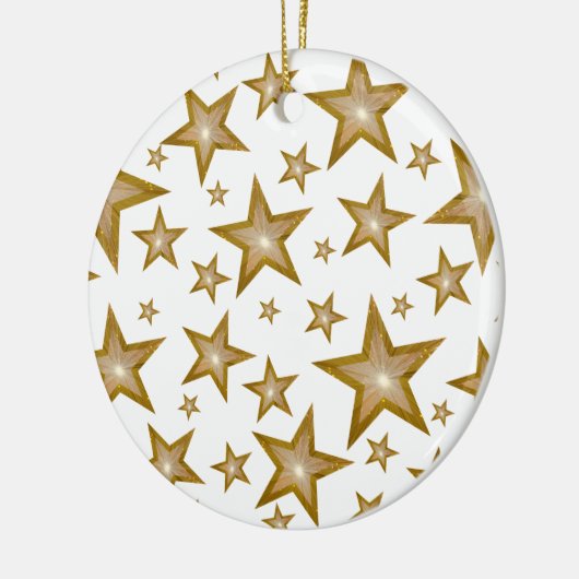 Gold Stars ornament round white (Links)