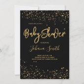 Gold Stars over zwarte Baby shower Kaart (Voorkant)