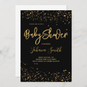 Gold Stars over zwarte Baby shower Kaart (Voorkant / Achterkant)