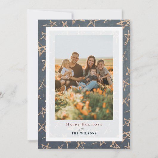 Gold Stars Patriot Kerstfeestdag - Fotokaart Kaart (Voorkant)