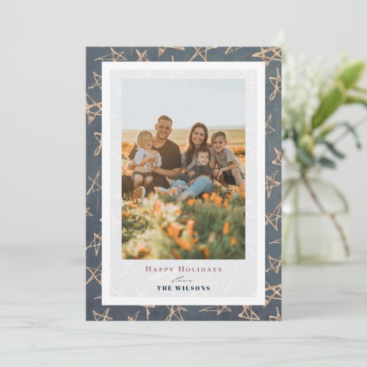 Gold Stars Patriot Kerstfeestdag - Fotokaart Kaart (Staand voorkant)