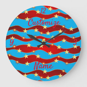 Gold Stars Patriotic Sky Thunder_Cove  Grote Klok